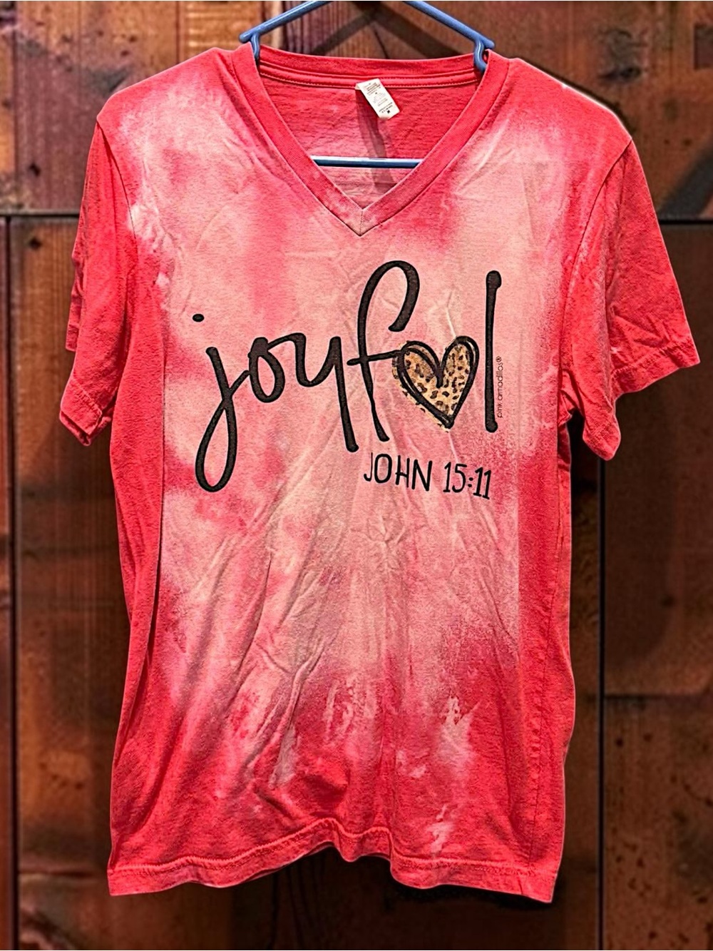 Joyful V-Neck Tee - pink size MEDIUM - Picture 2 of 5